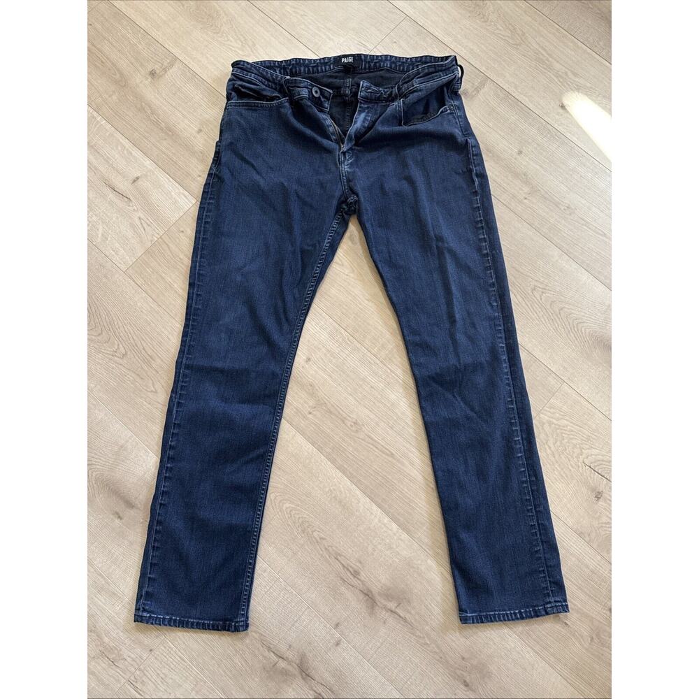 Paige Men's Jeans Size 38 Federal Straight Leg Stretch Dark Wash Blue Denim
